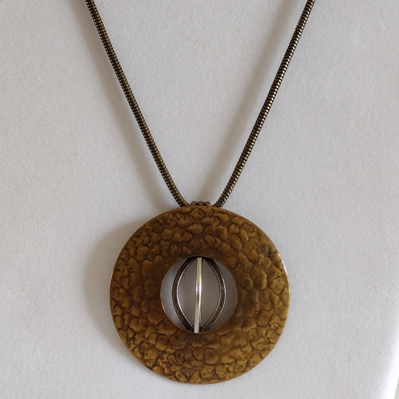 MARJORIE BAER San Francisco Mixed Metals Pendant Necklace Vintage - Picture 2 of 6